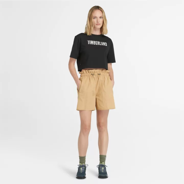 T-shirt court pour femme en noir