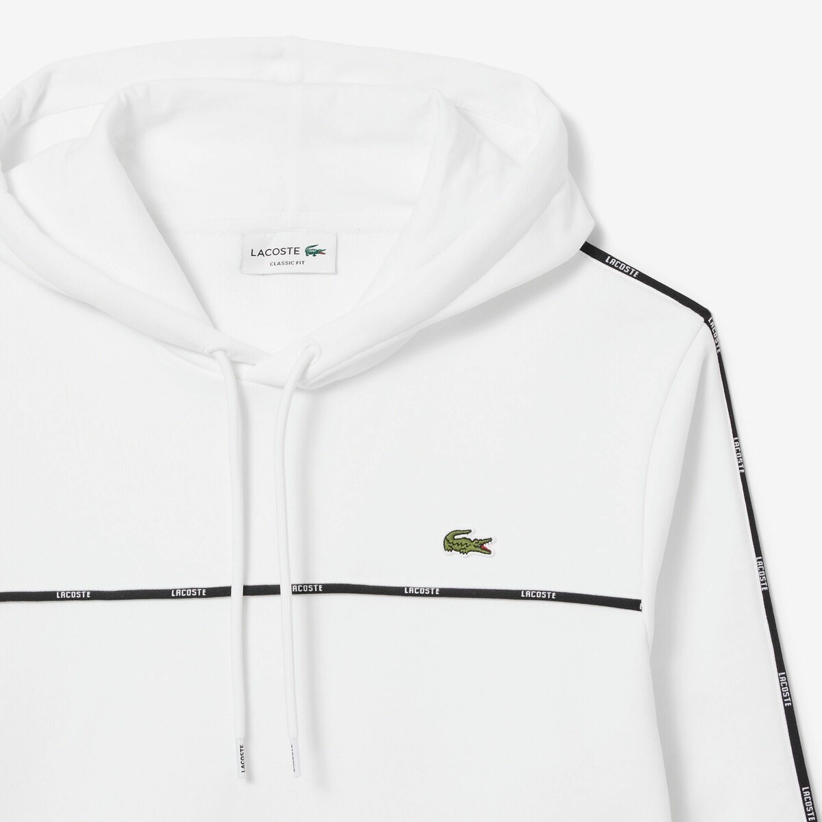 LACOSTE<br>Moletom com capuz e detalhes em viés Lacoste