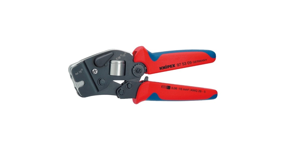 KNIPEXZelfinstellende krimptang met voorinvoering 975309  (Vierkant-krimp automatisch, met openingsveer)