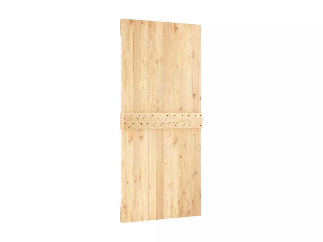 Porte coulissante et kit de quincaillerie 95x210 cm pin massif