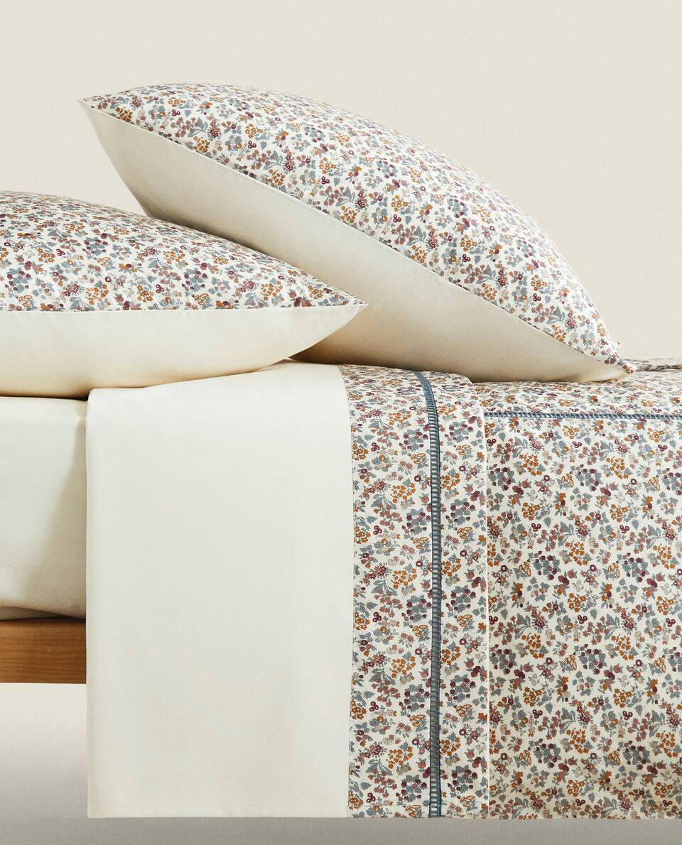 Lençol infantil de tecido estampado floral