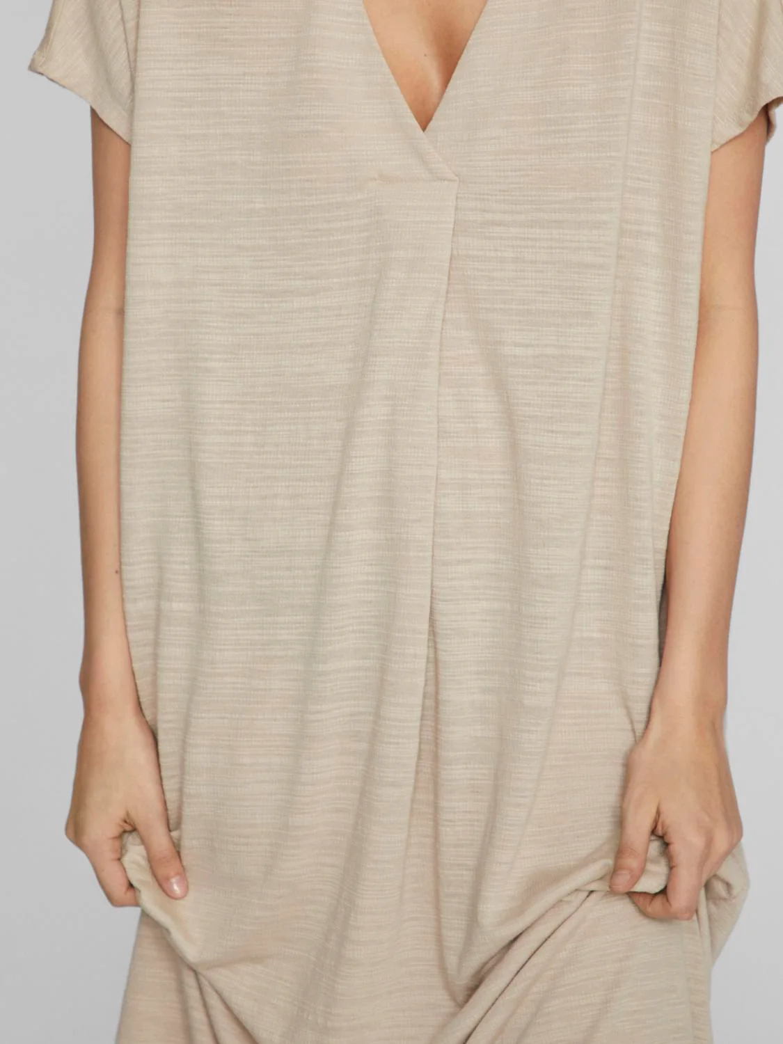Vila  Vibrielle V-neck midi kjole - Feather Gray