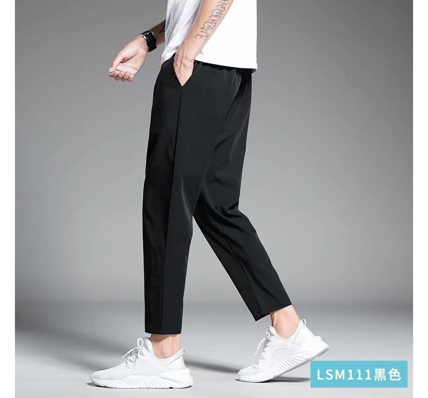 Acrius - Halfhoge rechte cropped broek met rechte pijpen