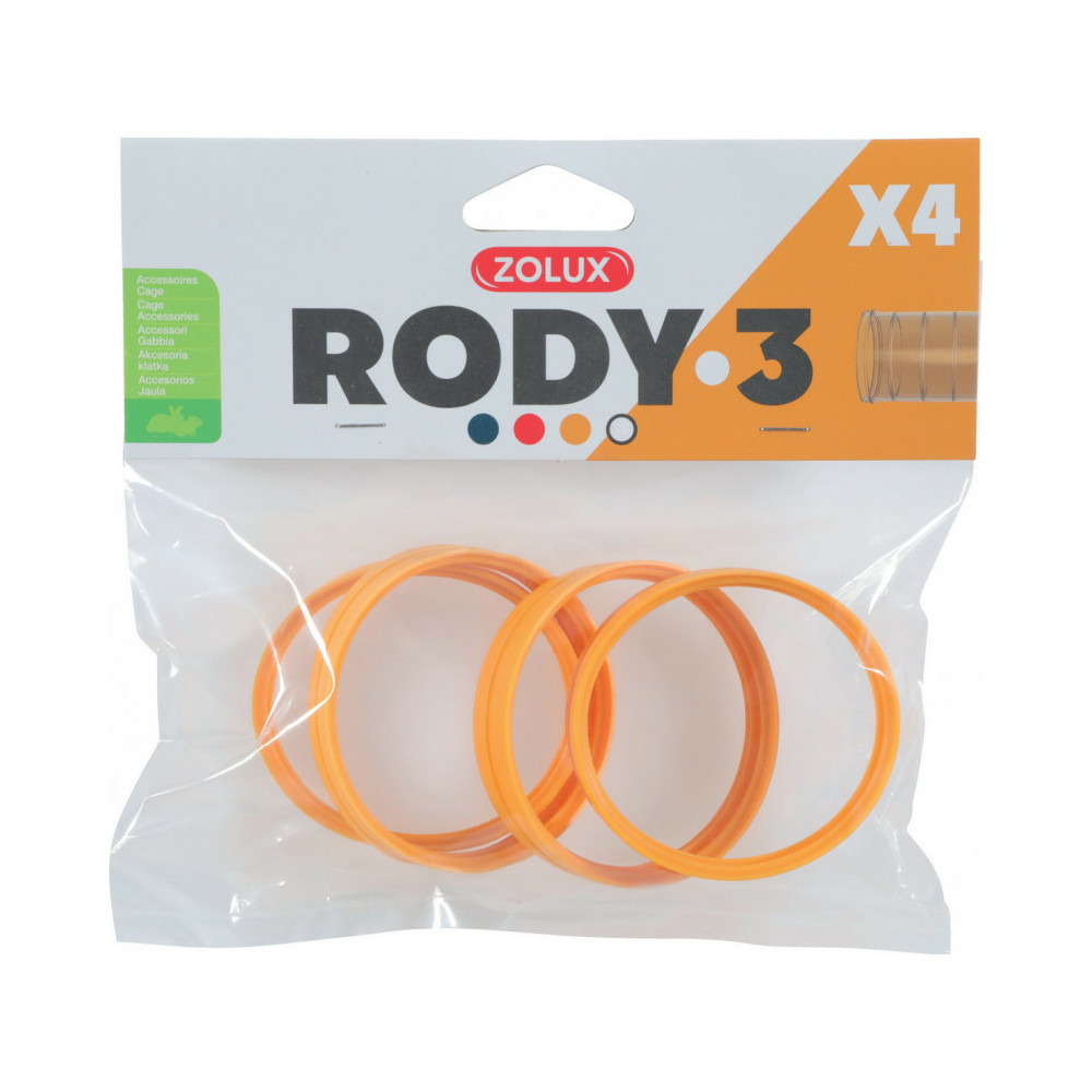 4 anneaux connecteur pour tube rody couleur banane taille ø 6 cm pour ronge