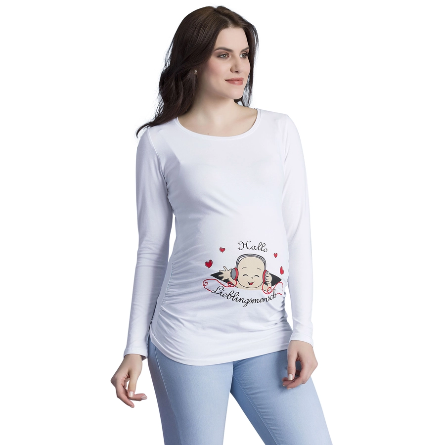 M.M.C. Umstandslangarmshirt Hallo Lieblingsmensch mit Motiv Weiß