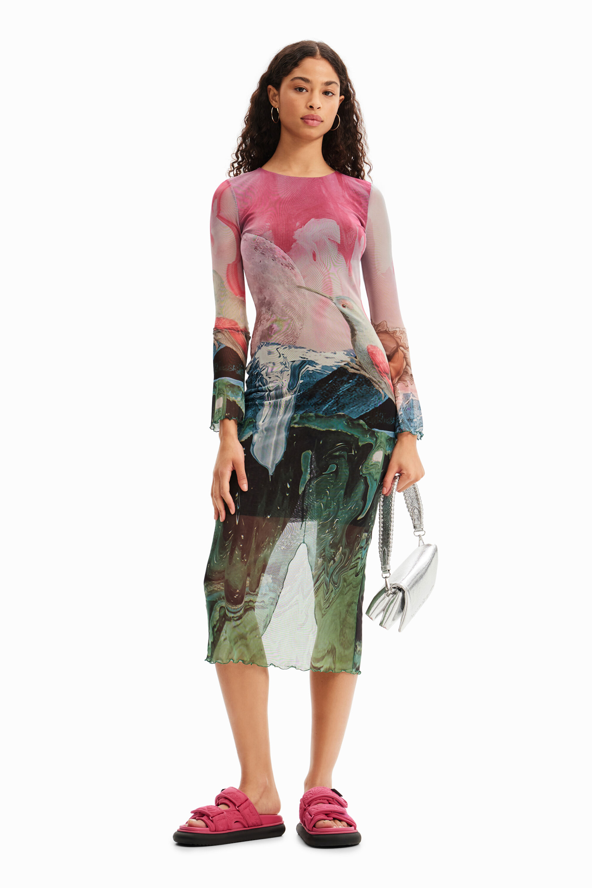 Robe midi ajustée tulle fantaisie
