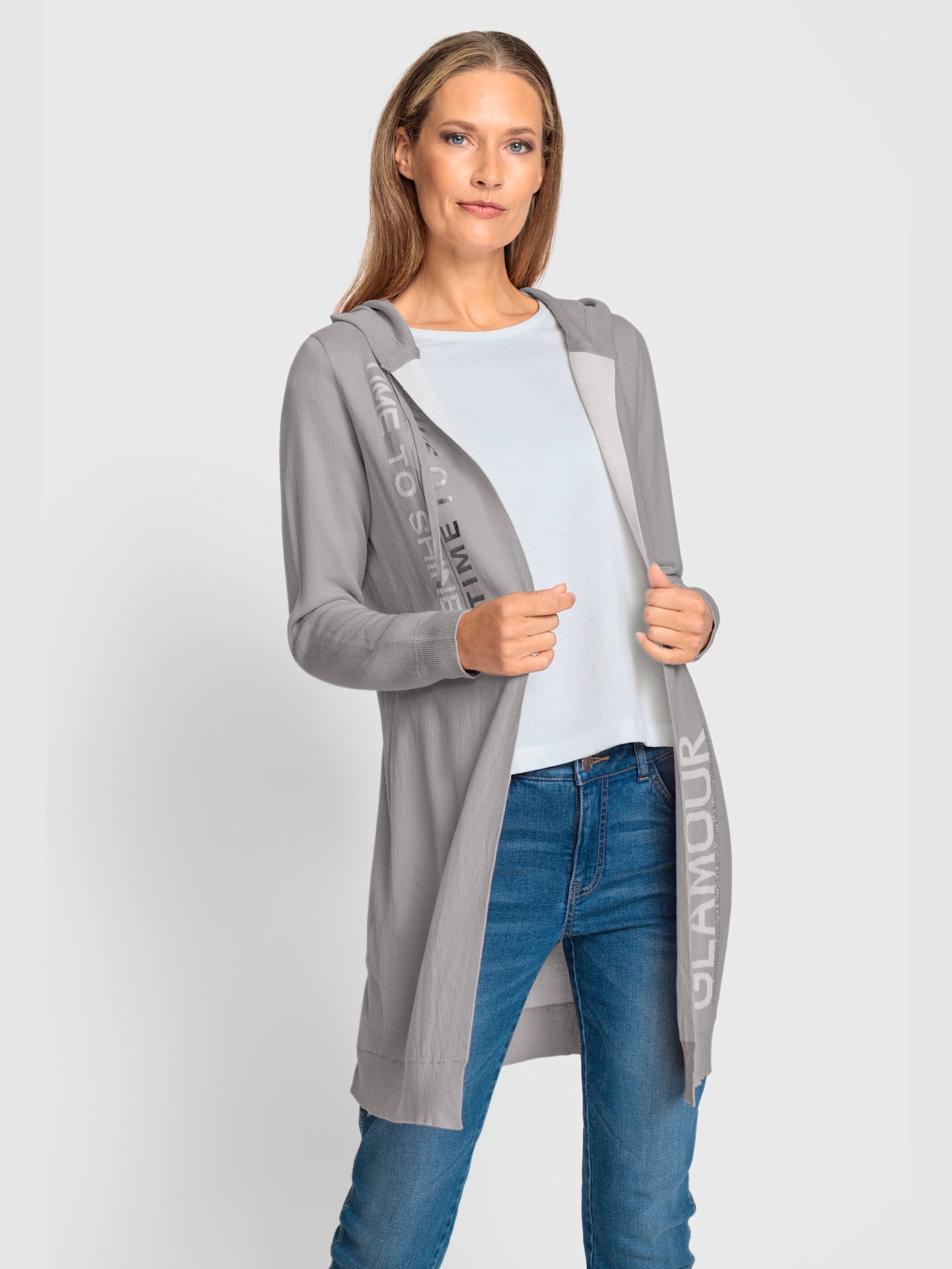 Veste en tricot imprimé transfert couleur argenté