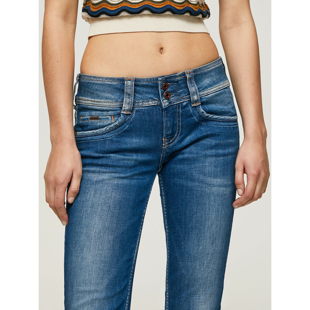 PEPE JEANS<br>Calça jeans slim de tamanho padrão com botões duplos Genna