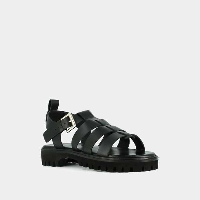 Sandales ouvertes  en cuir noir