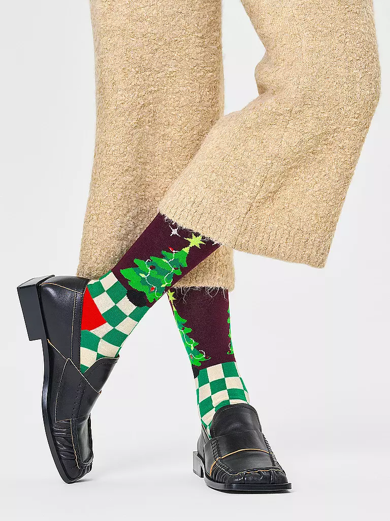 HAPPY SOCKS Damen Socken CHRISTMAS TREE 36-40 dark red dunkelrot