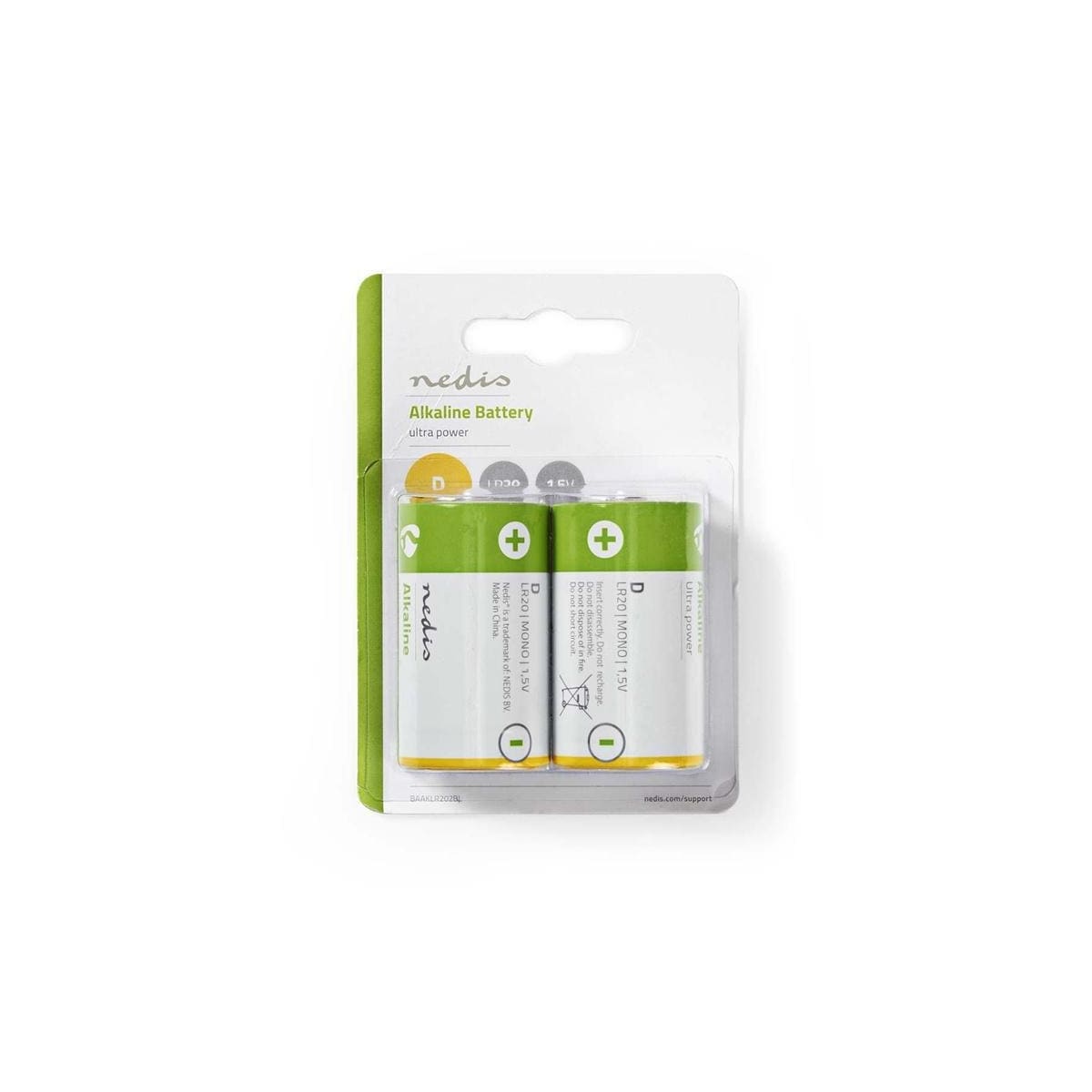 Nedis Alkalisk batteri D | 1.5 V DC | 2-Blister