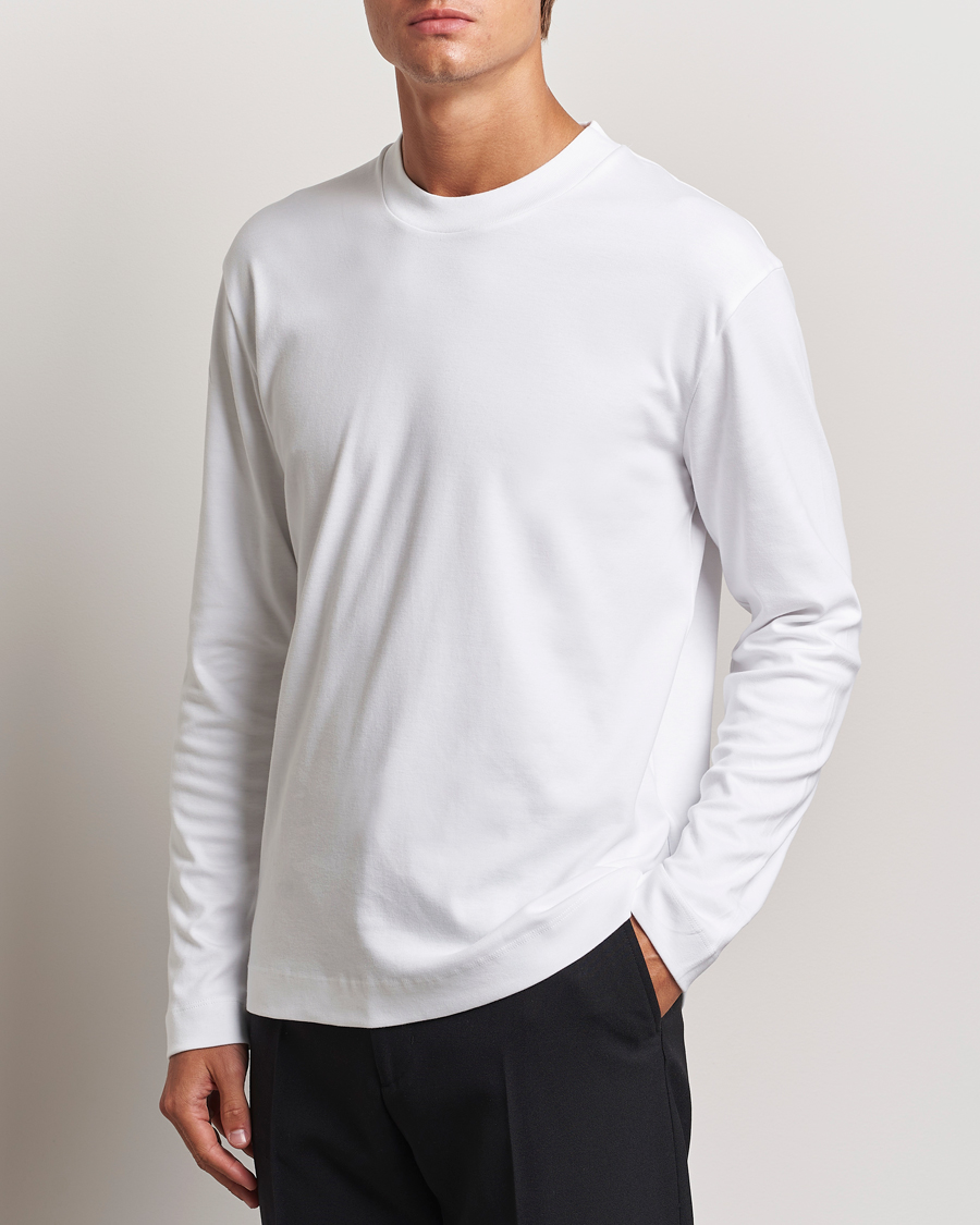 Sunspel Heavy Weight Supima Cotton Long Sleeve T-Shirt White