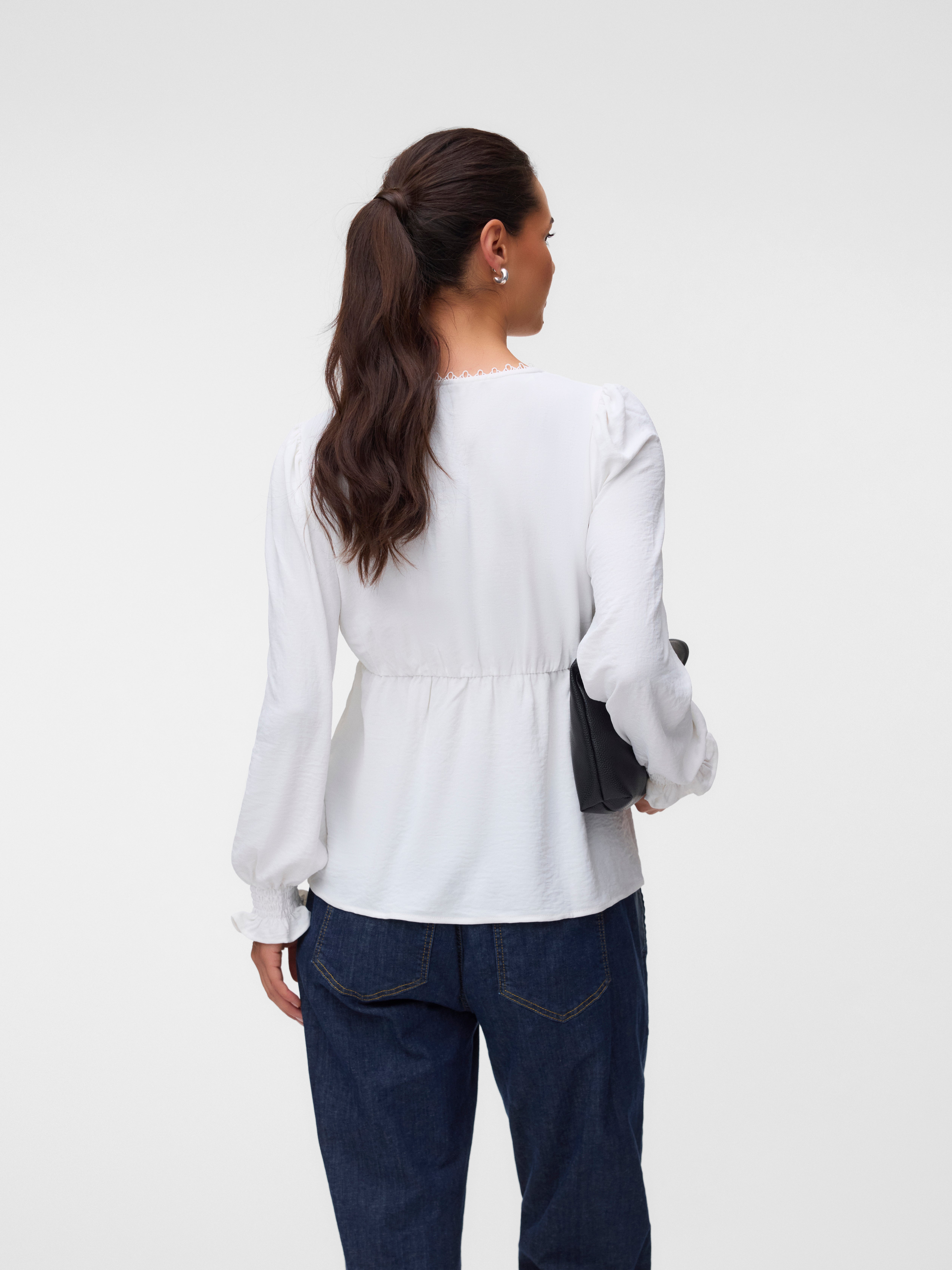 Regular fit V-Hals Manchetten met elastiek Top