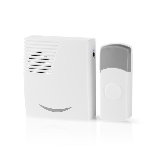 Nedis Trådløst Dørklokke Sæt | Batteri | 3 V DC | 1x CR2032 | Volume: 80 dB | Signalområde: 300 m | IP44 | 36 Melodier | 1 Modtager | Grå / Hvid