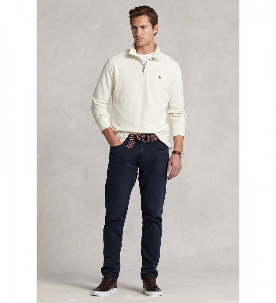 Suéter gola alta bege com zíper da Ralph Lauren