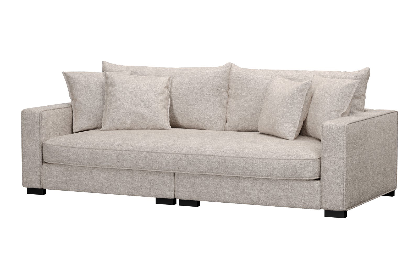Rossi 3-seter sofa (1 setepute) Tekstil Beatto 1027 Lys Grå, arm B med sorte ben. Std. Komfort.