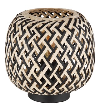 GLOBO Retrofit Tischlampe COLLY schwarz /naturfarbig