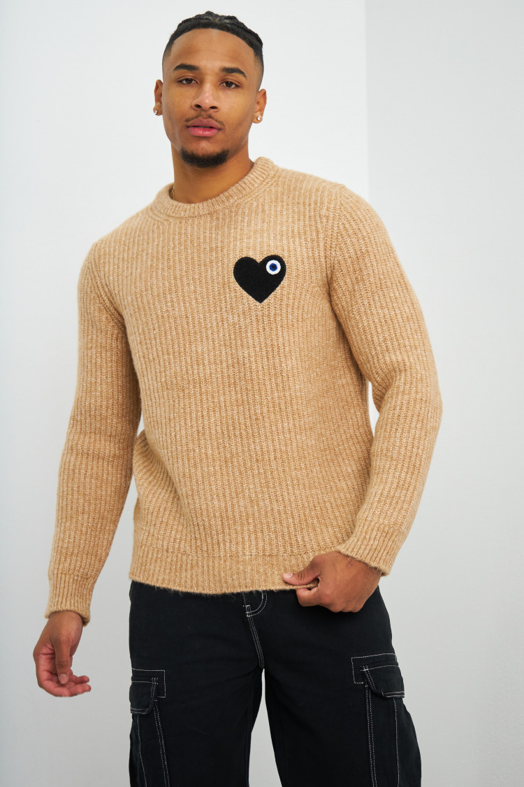Pull en maille beige 