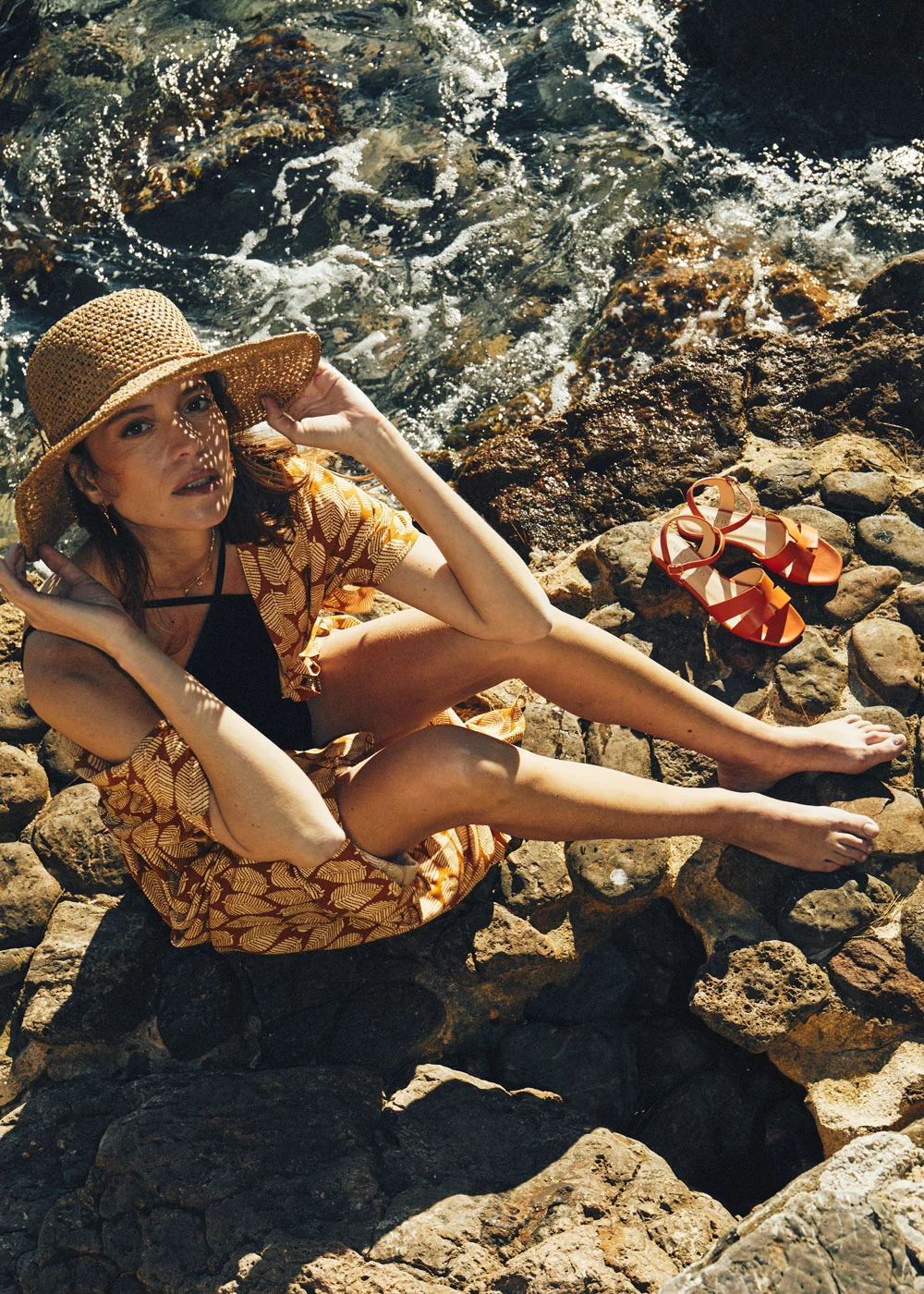 SANDALE SLOUGH CUIR ORANGE