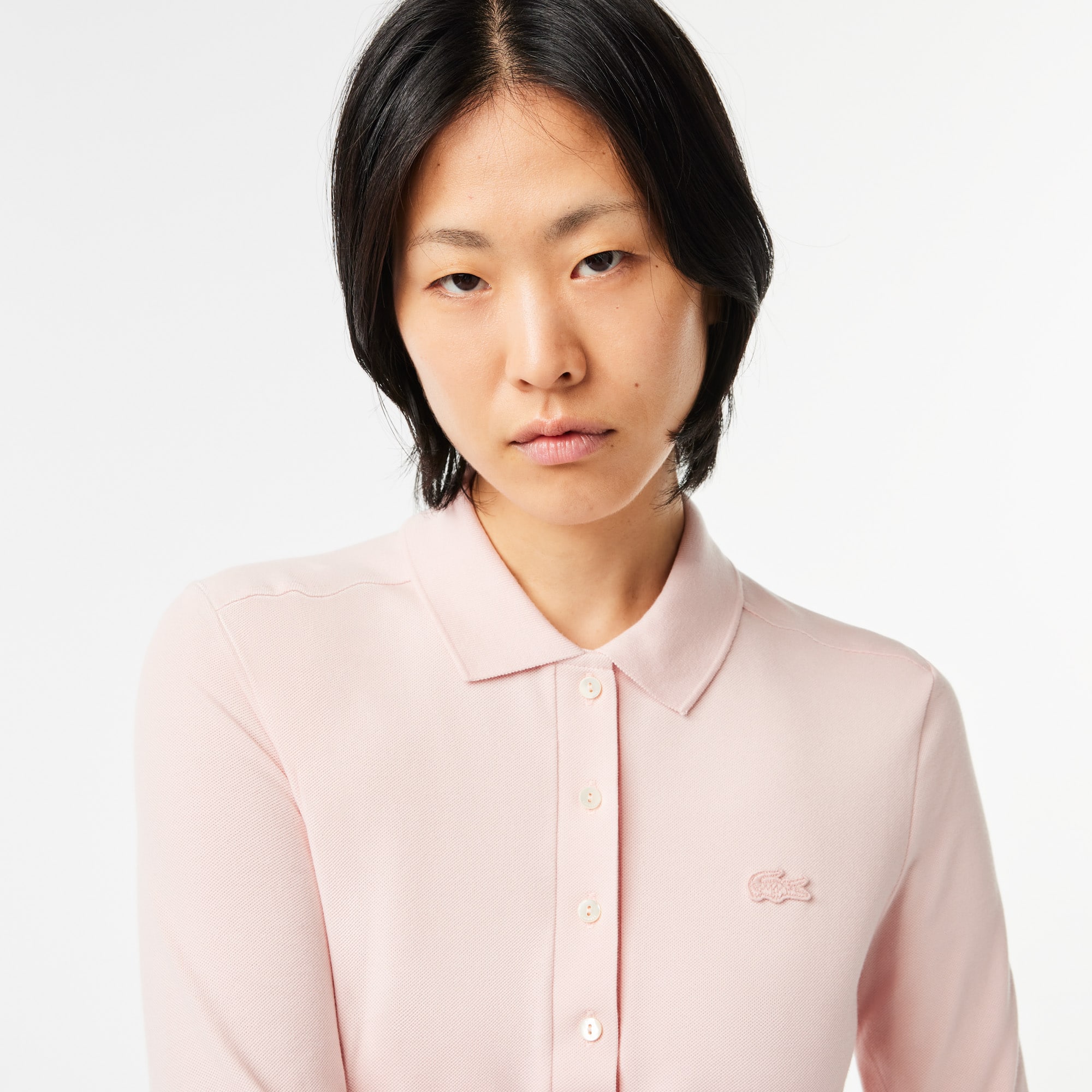 Polo Lacoste slim fit à manches longues en piqué stretch Manches Longues - Rose - Lacoste - Femme