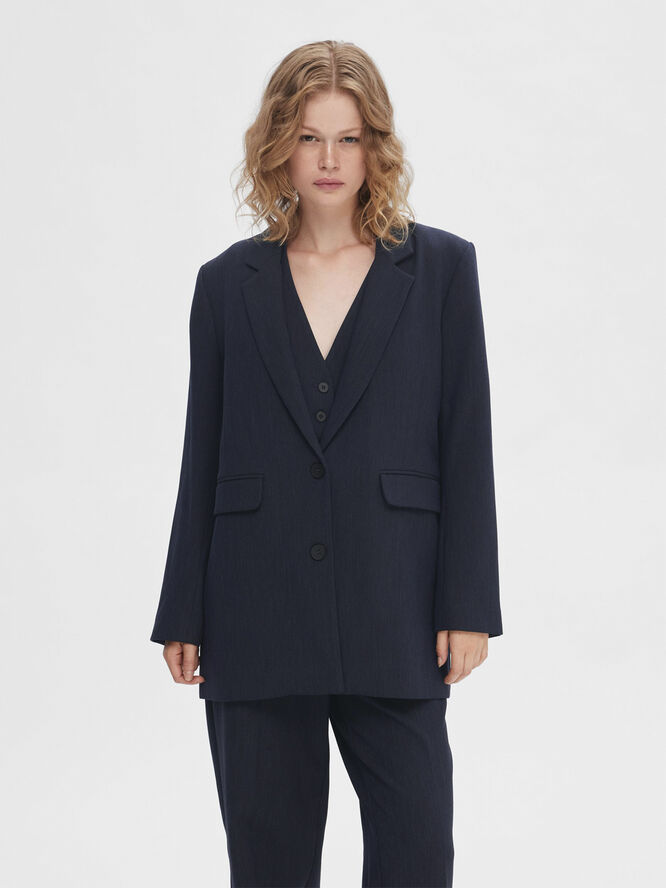 Selected Femme SLFRITA LS RELAXED BLAZER D SAP MEL Dark sapphire/melange