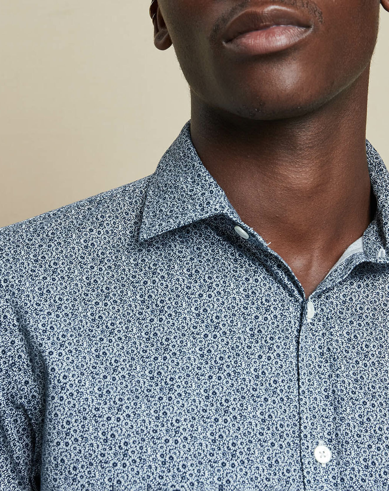 Hartford Chemise Slim Fit Sammy à fleurs marine/blanc