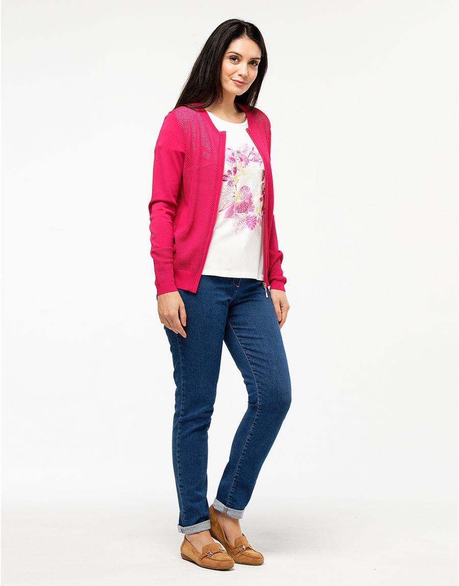 Gilet filet fuchsia