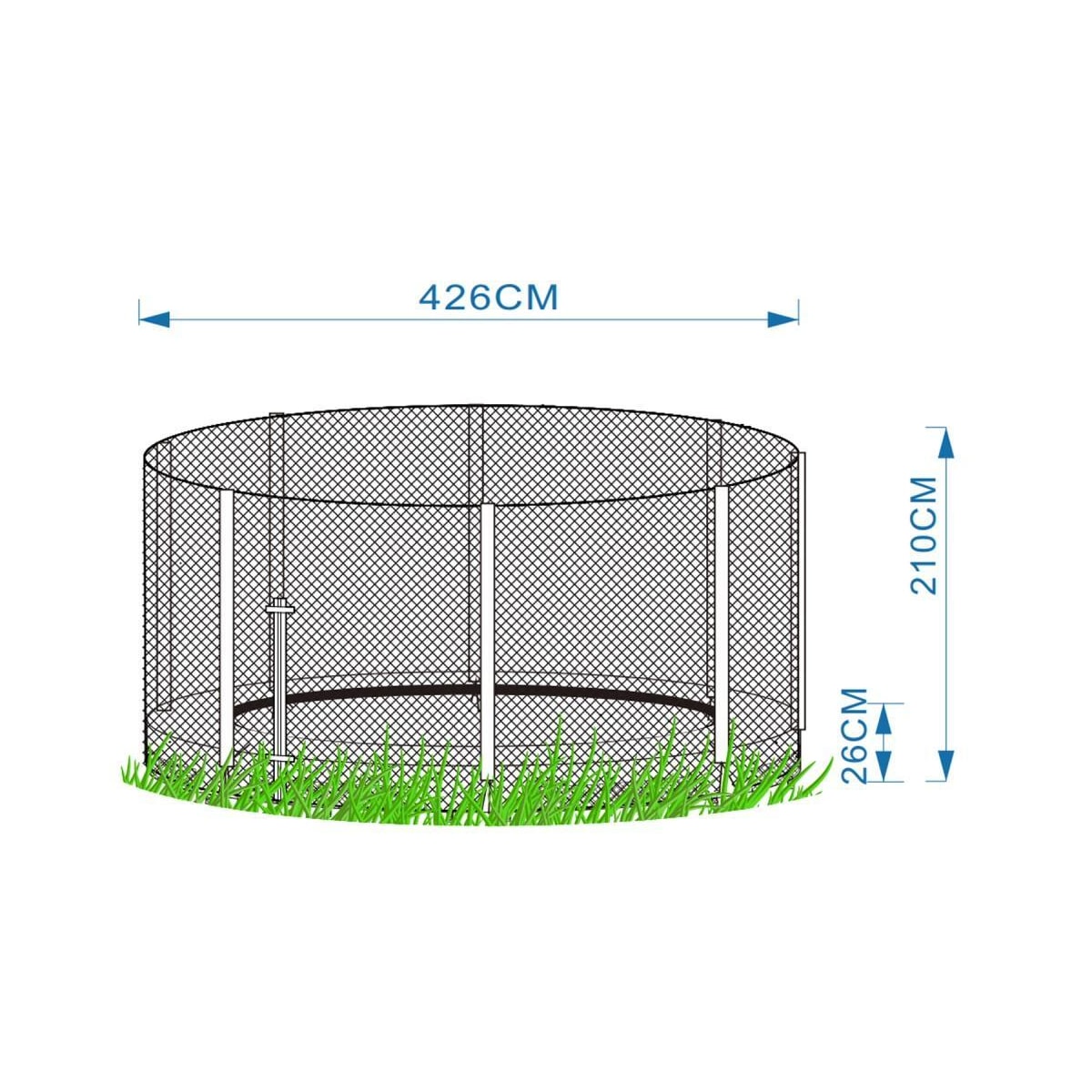 Kapsling for D426cm marktrampolin, med stenger