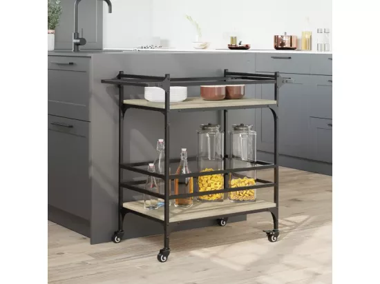 Chariot de cuisine chêne sonoma 82x40x78,5 cm bois d'ingénierie