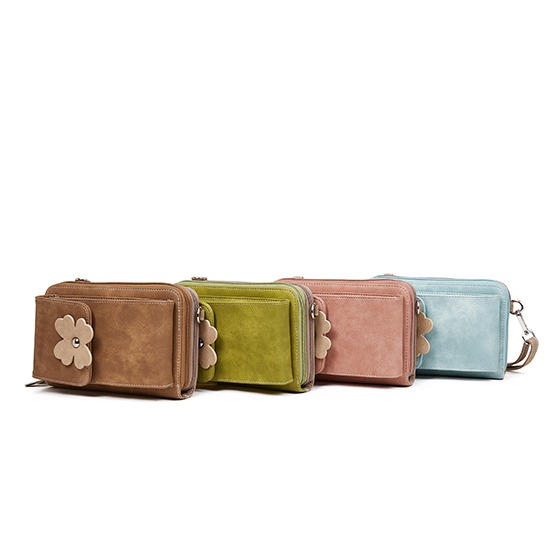 Hi-di-Hi Flying Flower Crossbody Bag/ Wallet/ Phone Bag Green