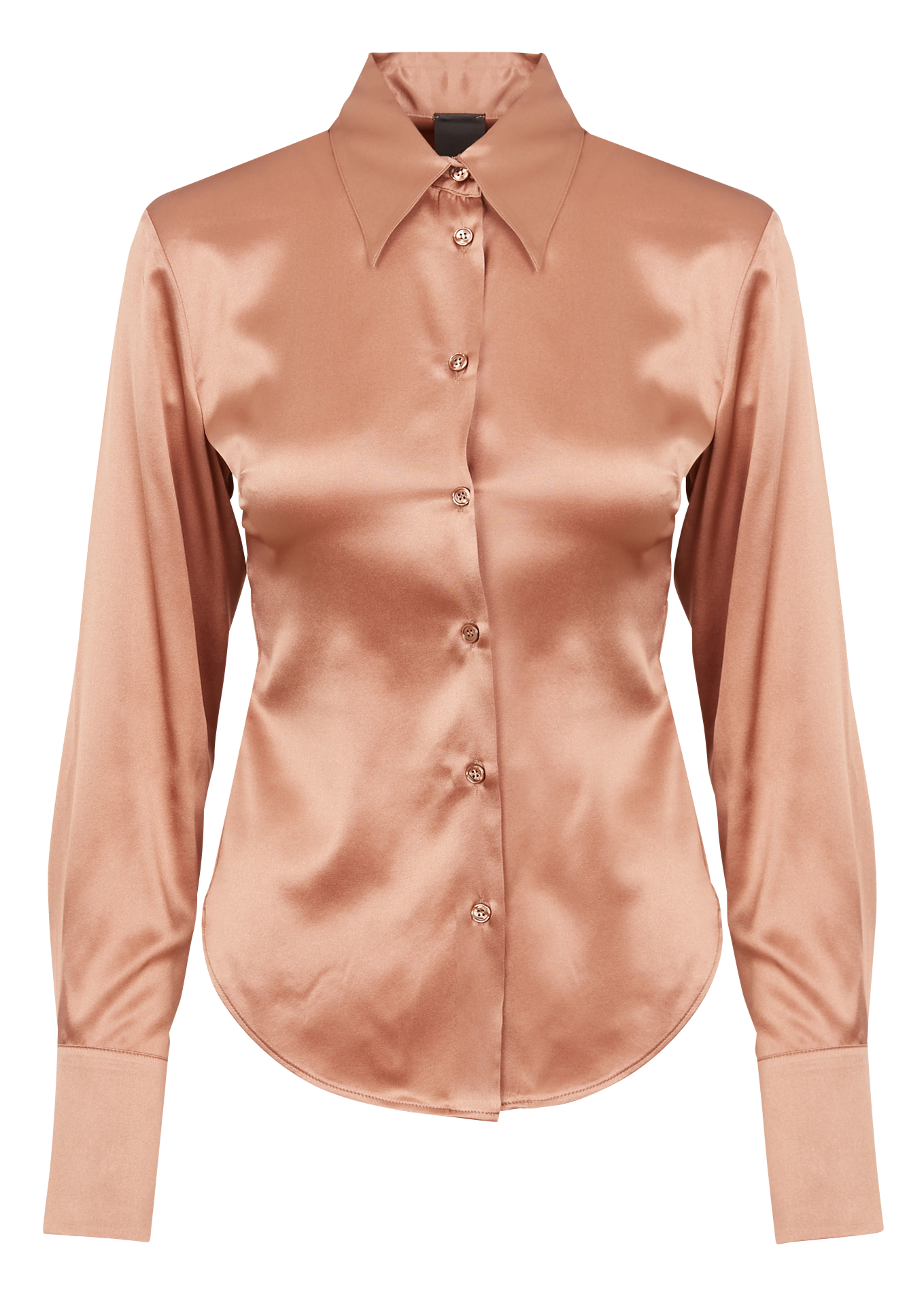 CRIMINALE - Chemise satinée en soie stretch| Marron