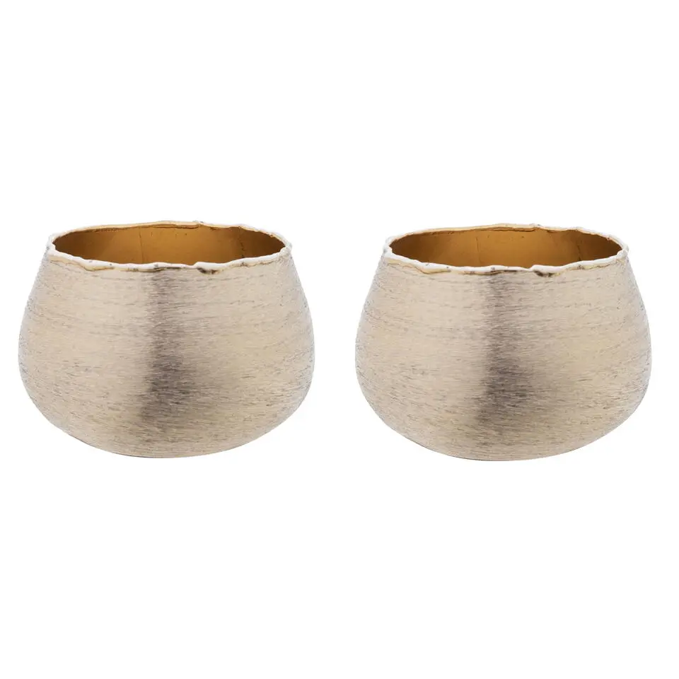 Cosy @ Home Waxinelichthouder - goudkleurig - aluminium - 10 cm