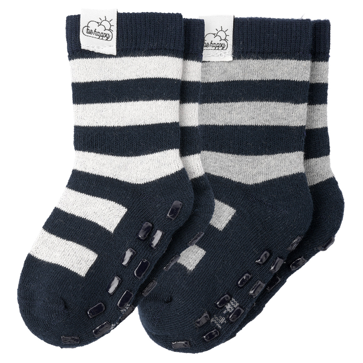 Topomini Pure Collection 2 Paar Baby Stoppersocken im Doppelpack dunkelblau / hellgrau