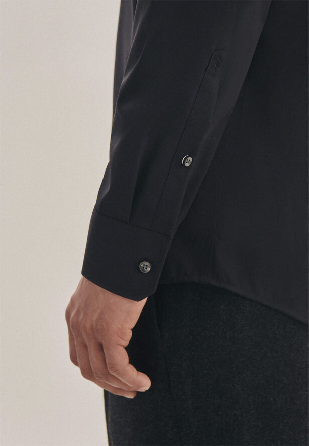 Seidensticker Business Shirt Regular Long sleeve Kent-Collar Uni Black