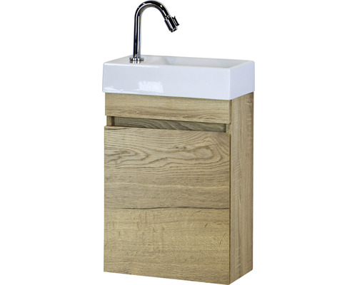Sanox Maxim badkamermeubelset, frontkleur eiken naturel, BxHxD 40 x 65 x 22 mm, met keramische wastafel
