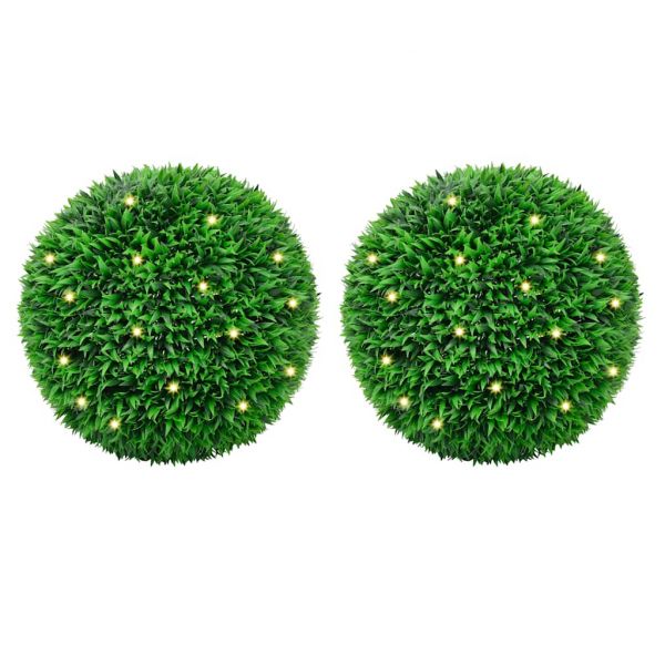 vidaXL Bolas Artificiais de Buxo com Luzes led 2 Peças Verde 55 cm - 861209827