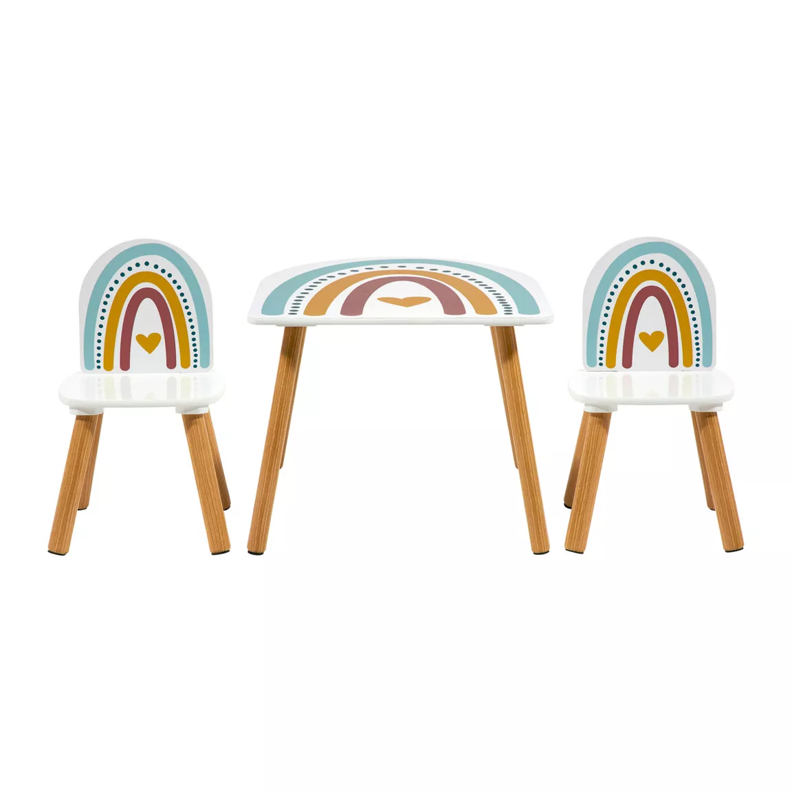Table et 2 chaises enfant bois Arc en ciel Multicolore