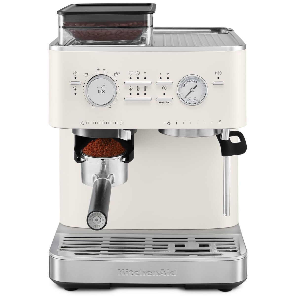 Espressomaskin med kaffekvern, porcelain white