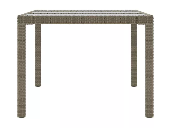 Table de jardin Gris 190x90x75 cm Verre trempé/résine tressée