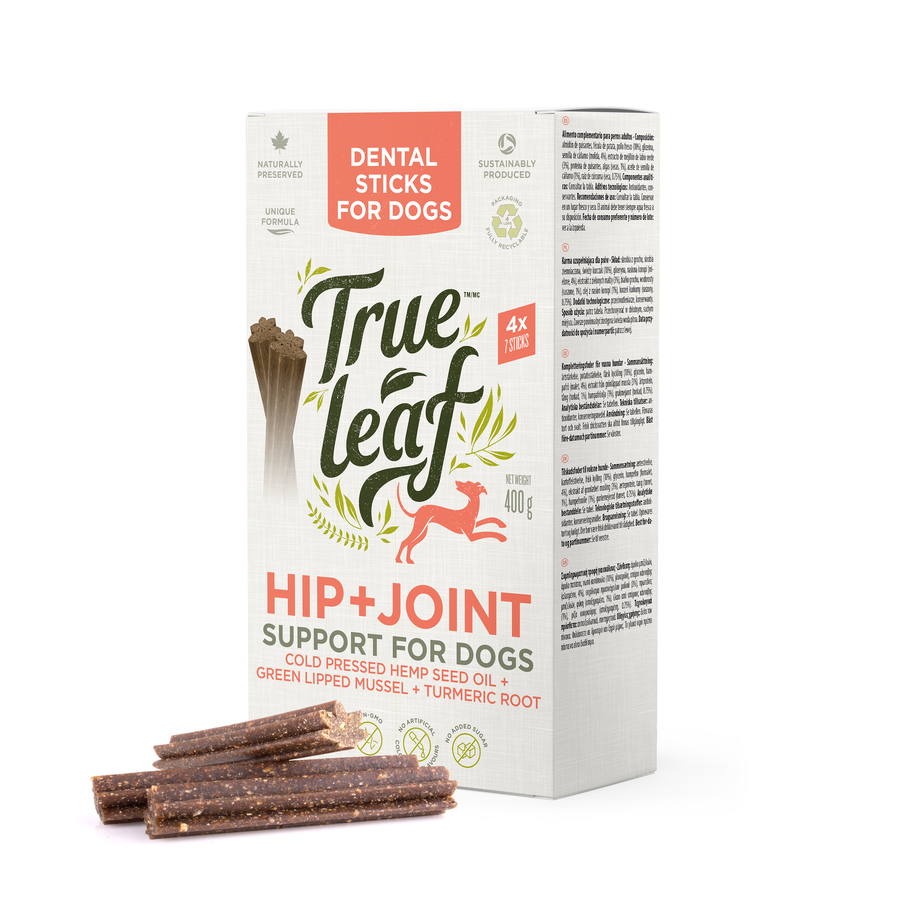 Petiscos dentais Rue Leaf True Hemp para articulações e quadris de cães