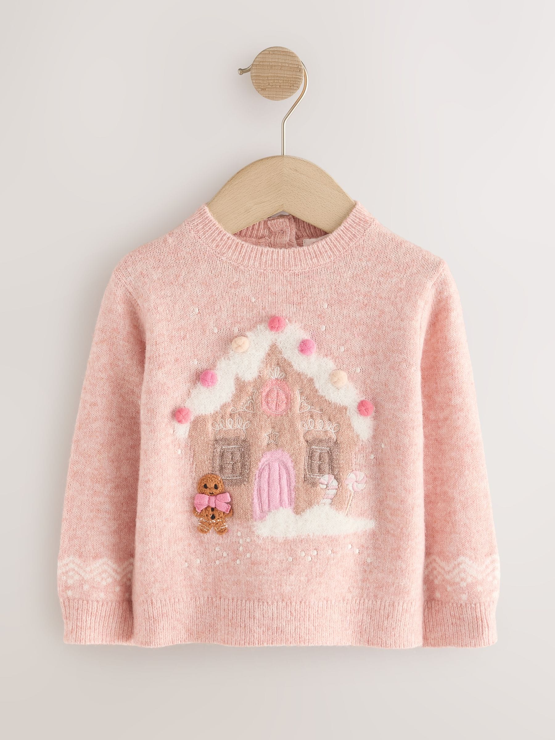 Roze - Kerstmis Peperkoekhuis Trui (3mnd-7jr)
