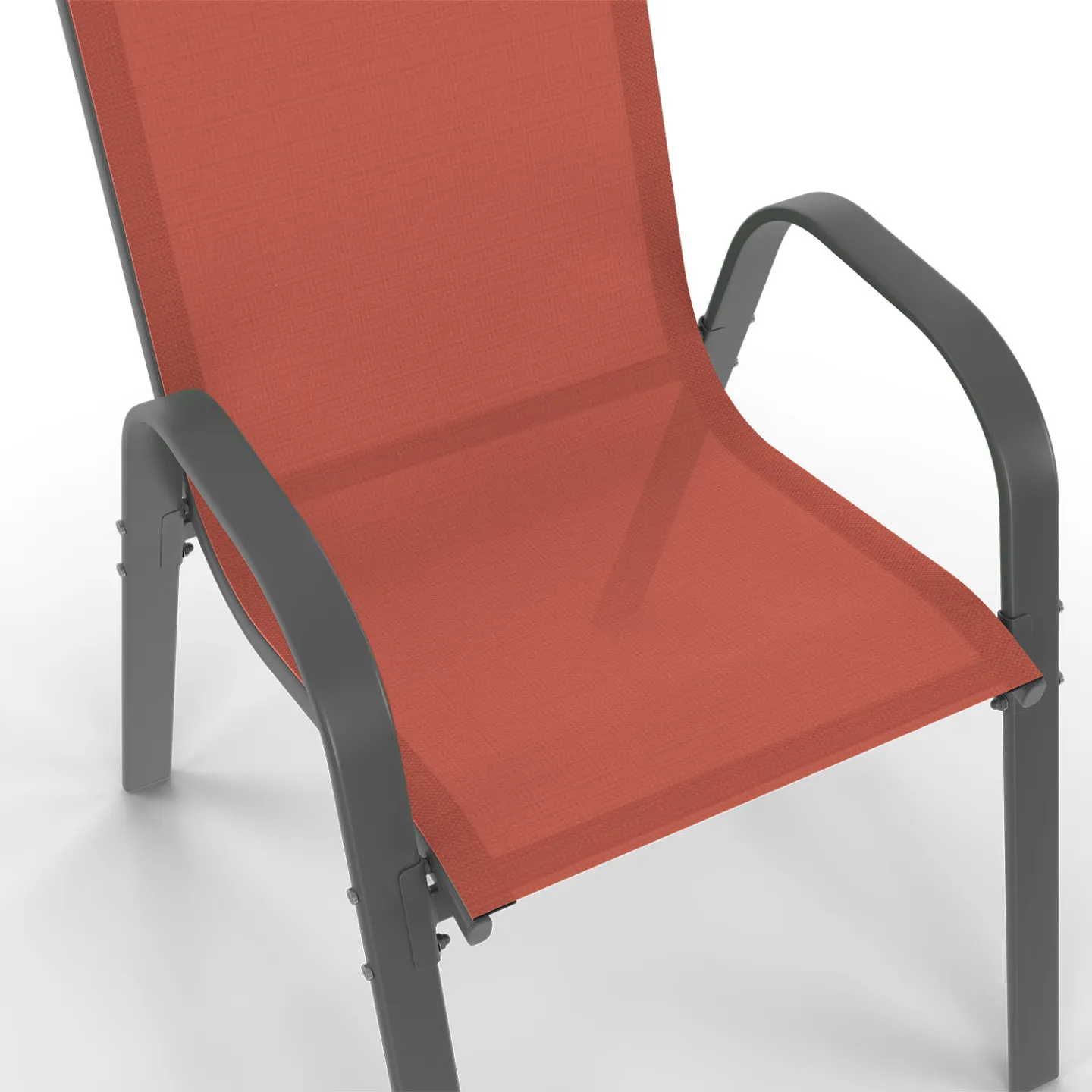 Salon de jardin MADRID table 240 CM et 10 chaises empilables terracotta