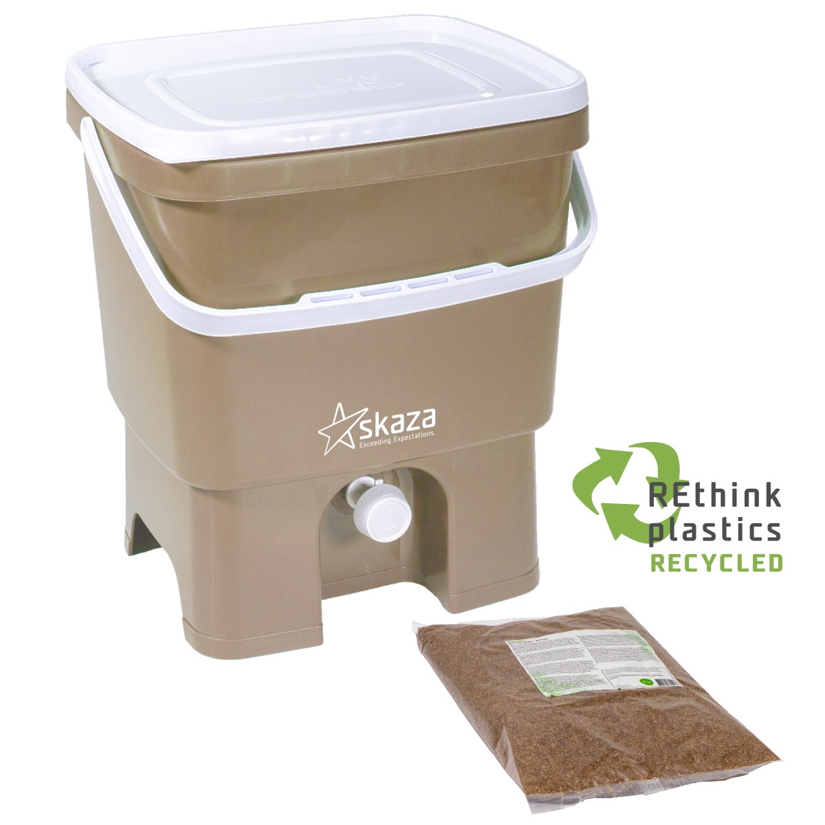 Skaza 019750135 composteur bokashi organko-1 kg d'activateur 16l-beige