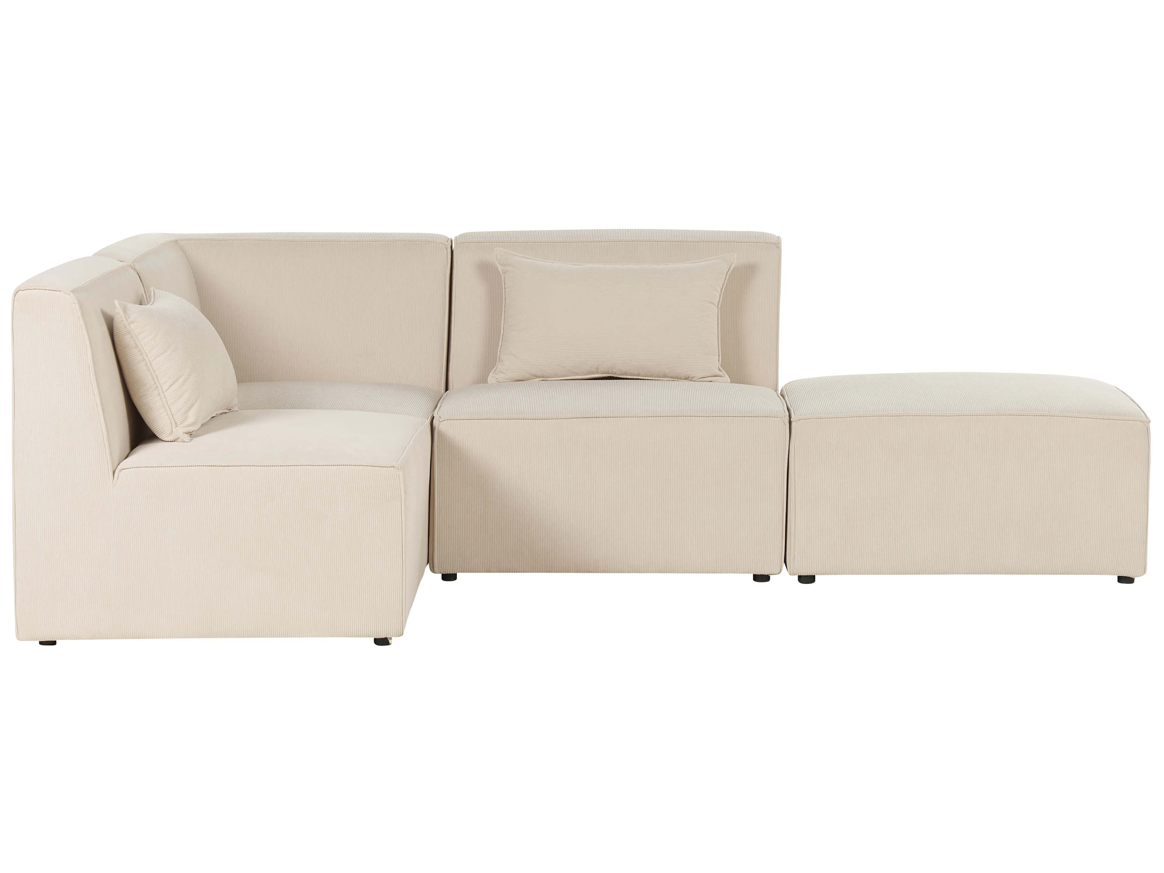 Modulaire hoekbank 3-zits LEMVIG Corduroy Lichtbeige met ottomaan rechtszijdig
