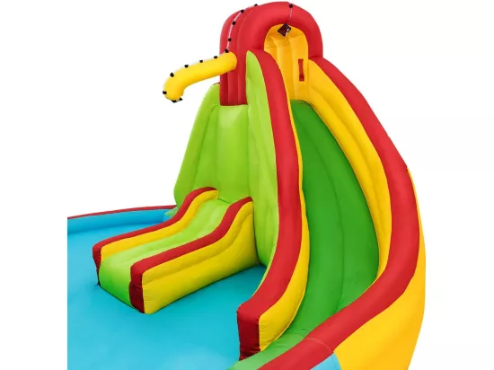 Château Gonflable pour 3 Enfants 3-10 Ans avec 2 Toboggans,Bassin d'Eclaboussement, Terrain de Basket Charge Max160KG Extérieur Souffleur Non-Inclus