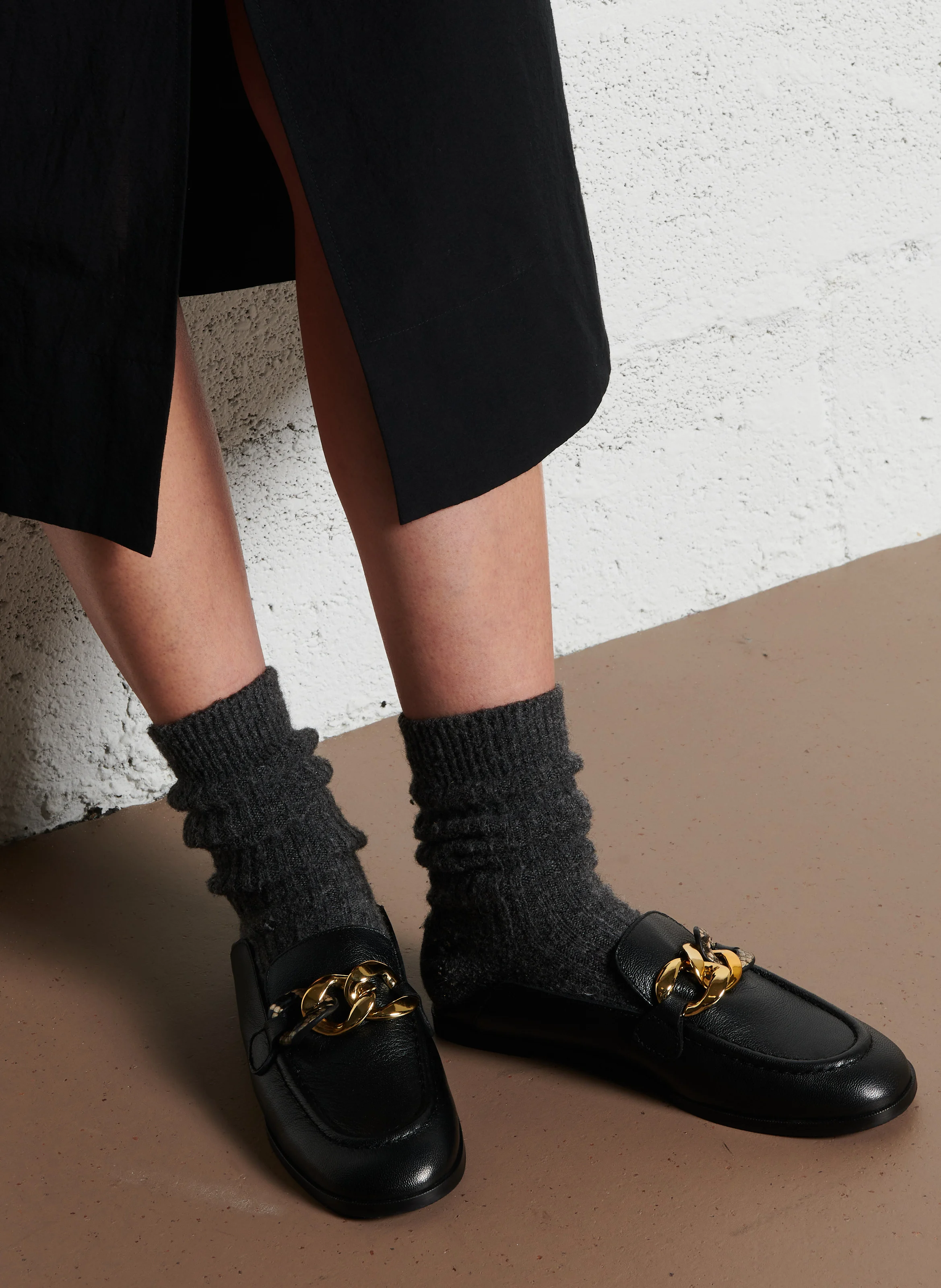 CHAIN LINE - Mocassins en cuir | Noir