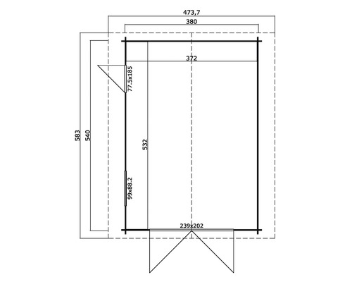 Enkele garage Yarik 540 x 380 cm carbongrijs