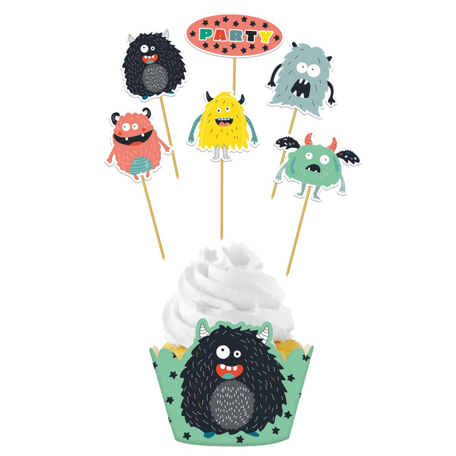Cupcake Dekoset - Monster Party - für 6 Cupcakes