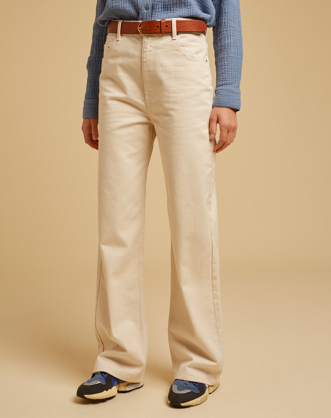 Chloé Stora Jean large en Toile de coton Ronda écru