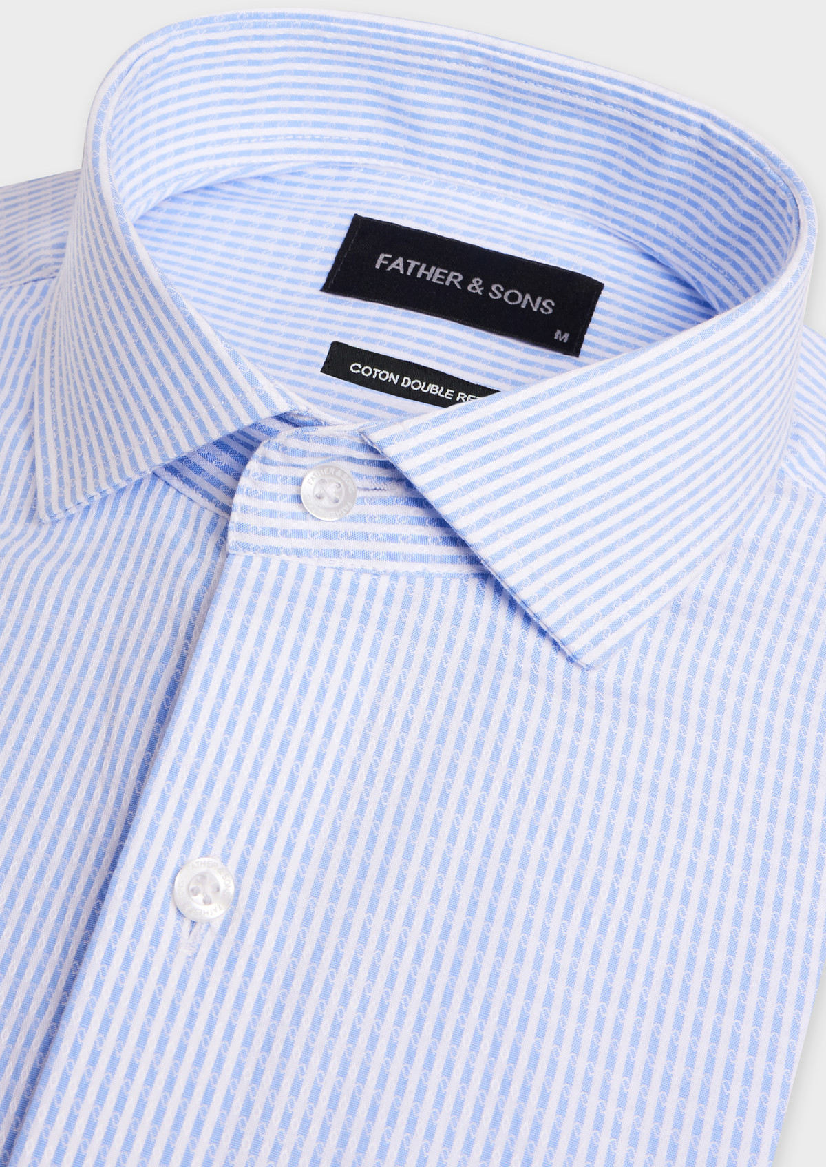 Chemise habillée Slim en coton façonné bleu azur à rayures blanches